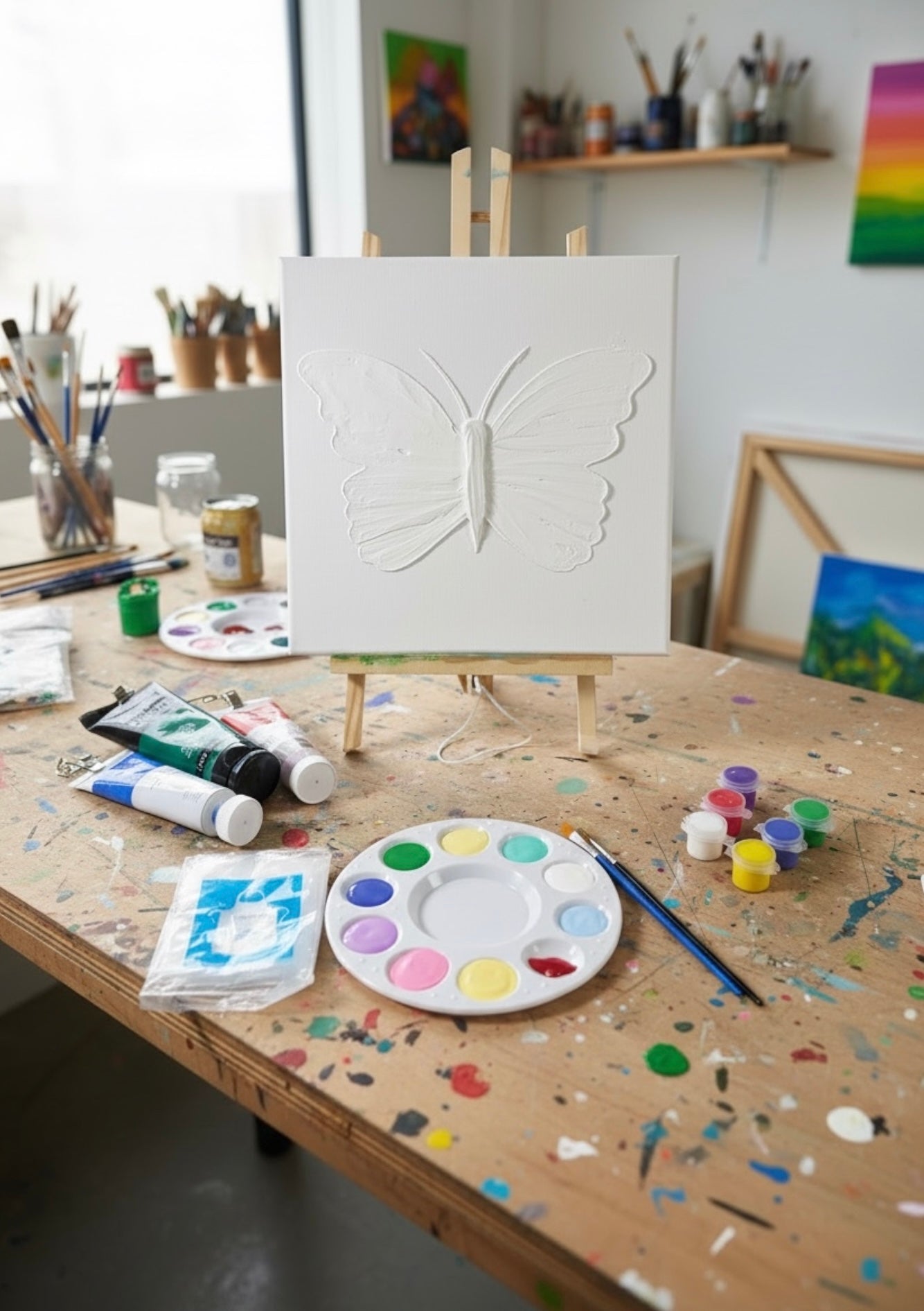 Paint Your Own 3D Textured "Butterfly" Canvas Painting Kit: Acrylic Art Set