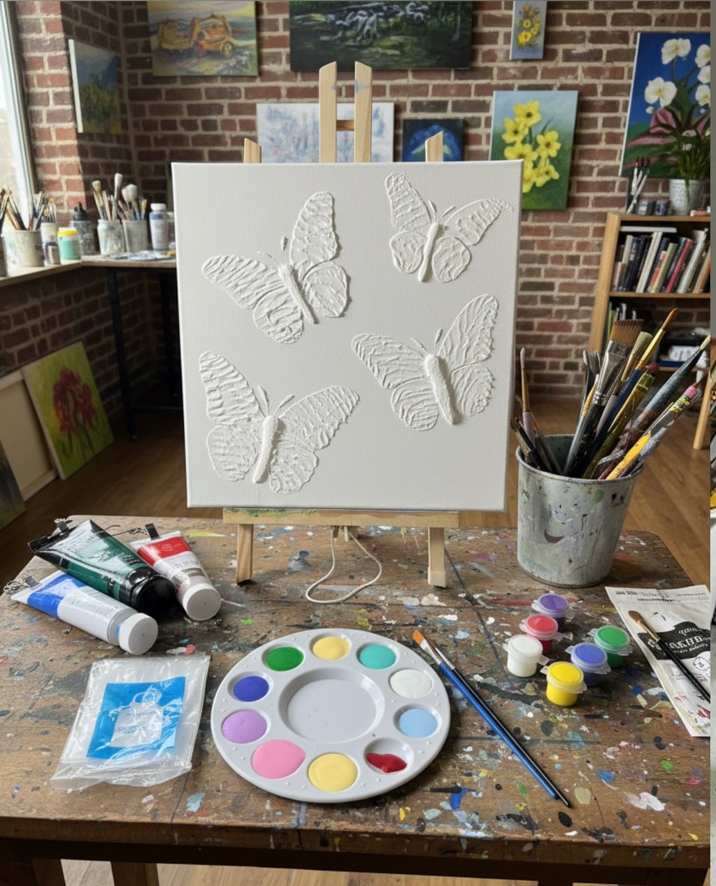 Paint Your Own 3D Textured "Butterfly" Canvas Painting Kit: Acrylic Art Set