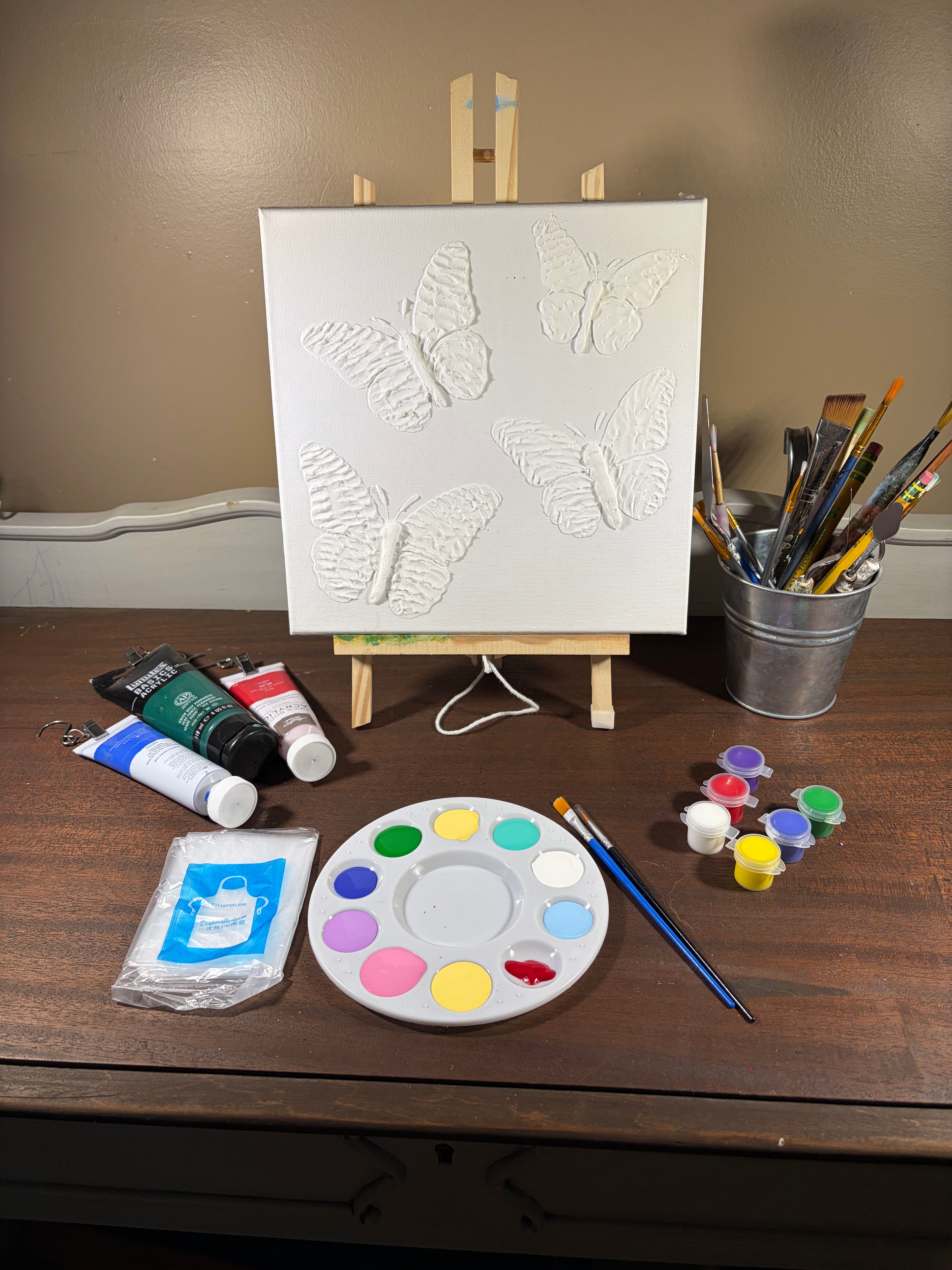 Paint Your Own 3D Textured "Butterfly" Canvas Painting Kit: Acrylic Art Set