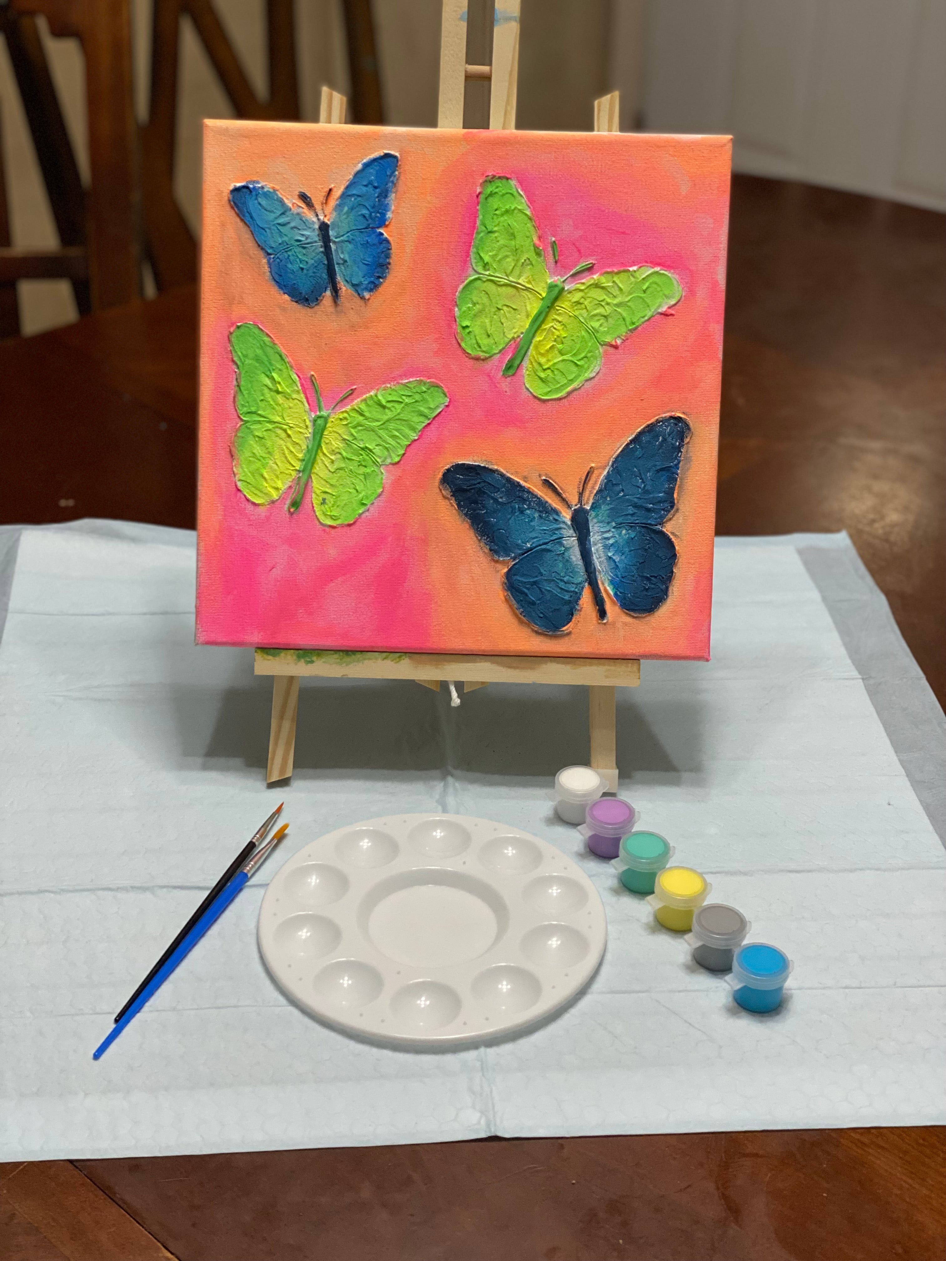 Paint Your Own 3D Textured "Butterfly" Canvas Painting Kit: Acrylic Art Set