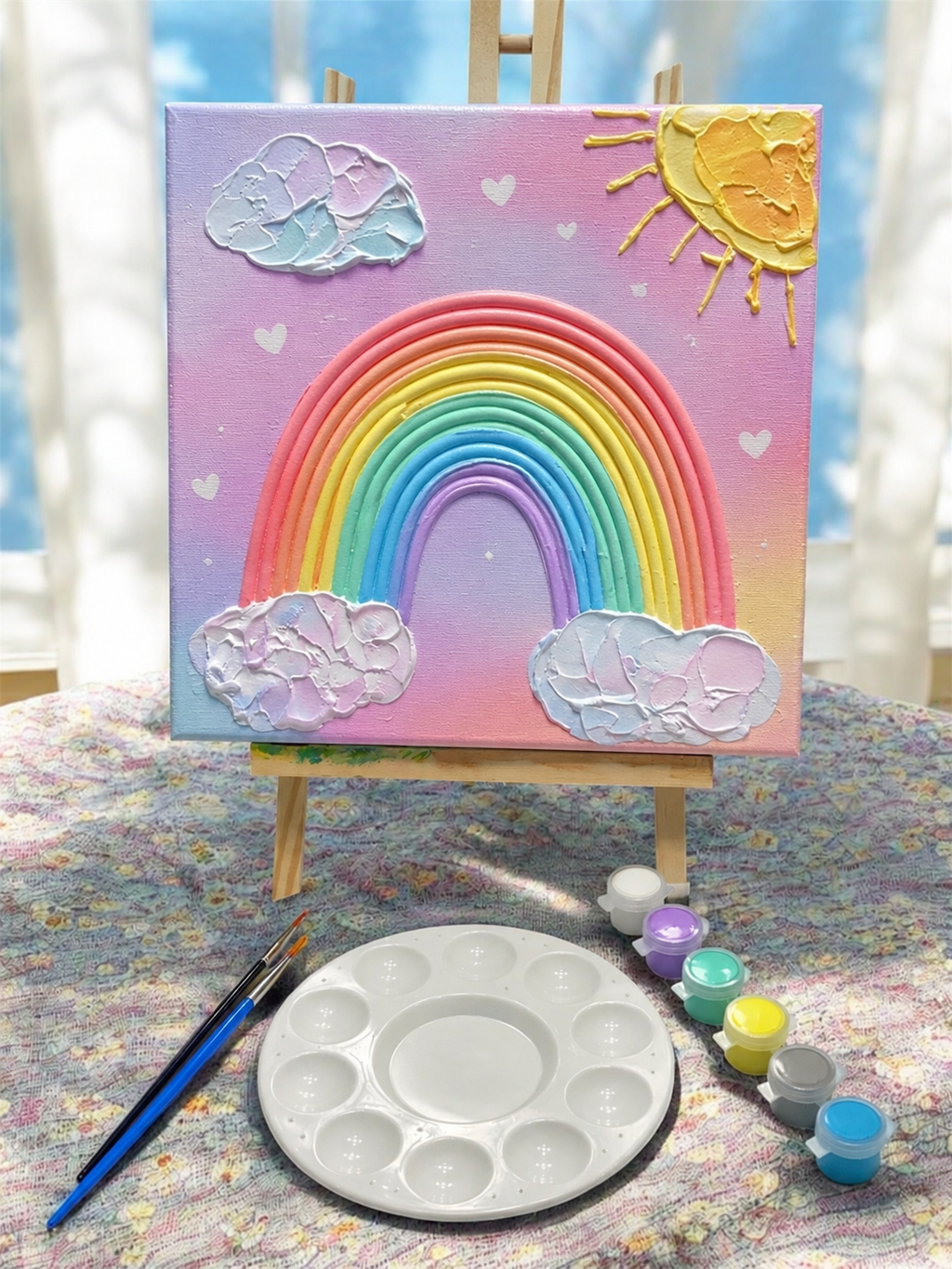 Paint Your Own 3D Textured "Rainbow” Canvas Painting Kit: Acrylic Art Set