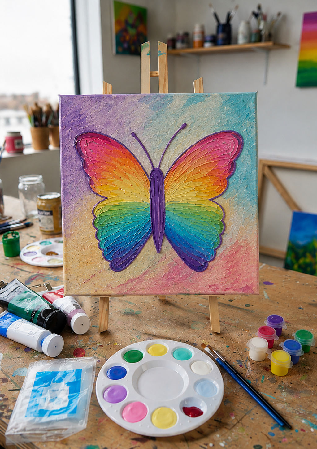 Paint Your Own 3D Textured "Butterfly" Canvas Painting Kit: Acrylic Art Set