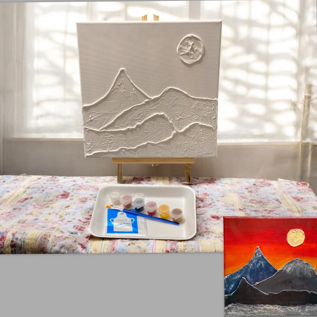 Paint Your Own 3D Textured "Mountain" Canvas Painting Kit: Acrylic Art Set