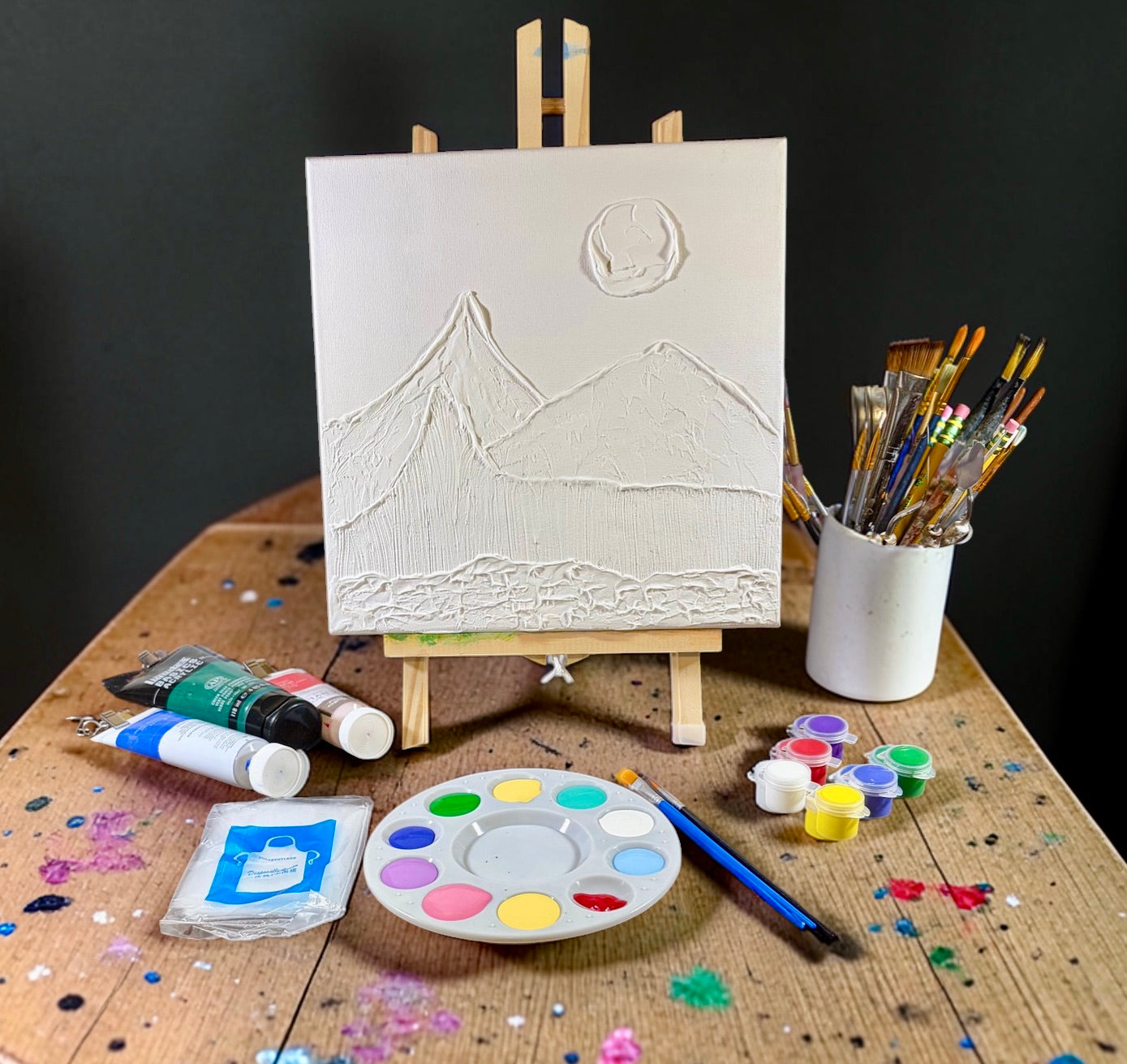 Paint Your Own 3D Textured "Mountain" Canvas Painting Kit: Acrylic Art Set