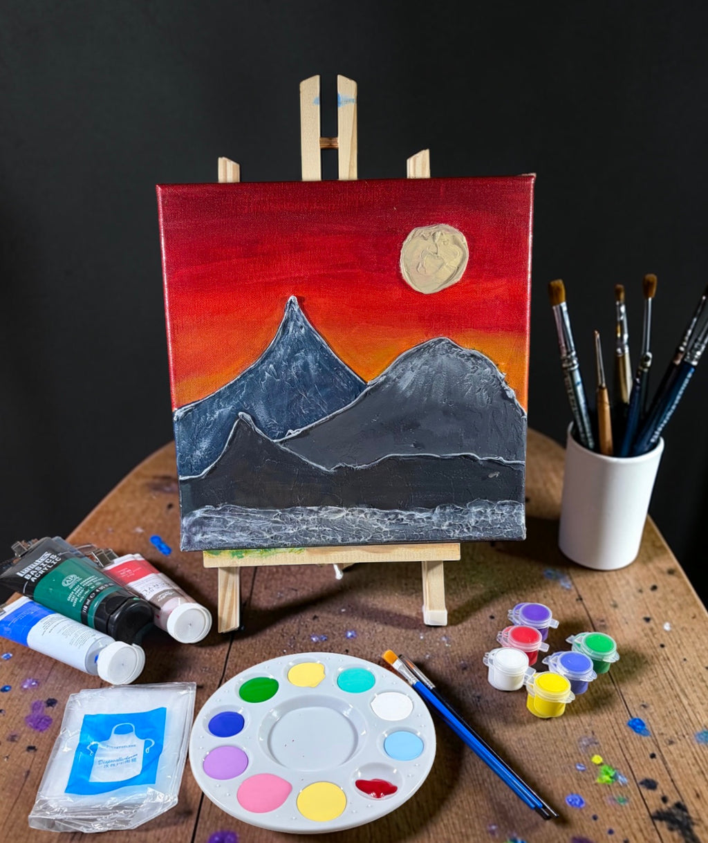 Paint Your Own 3D Textured "Mountain" Canvas Painting Kit: Acrylic Art Set