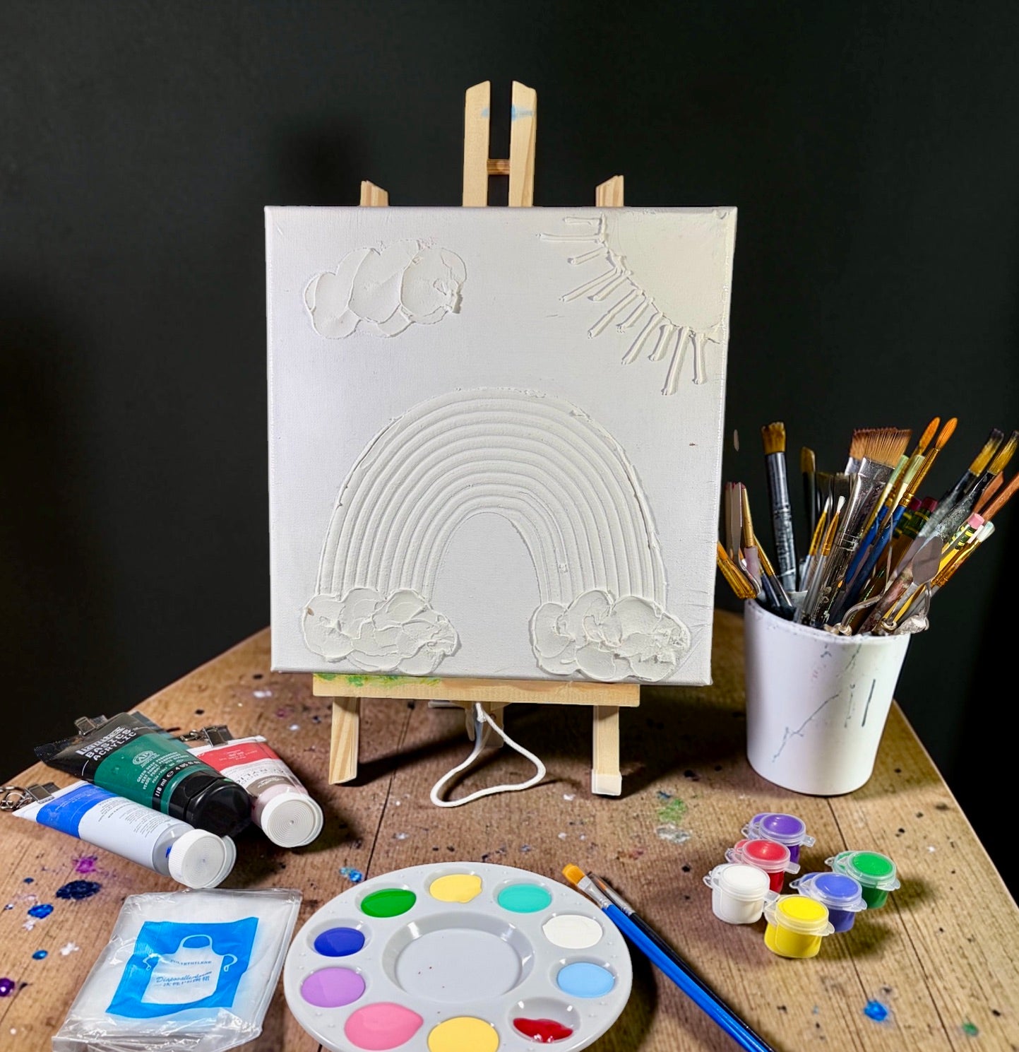 Paint Your Own 3D Textured "Rainbow” Canvas Painting Kit: Acrylic Art Set