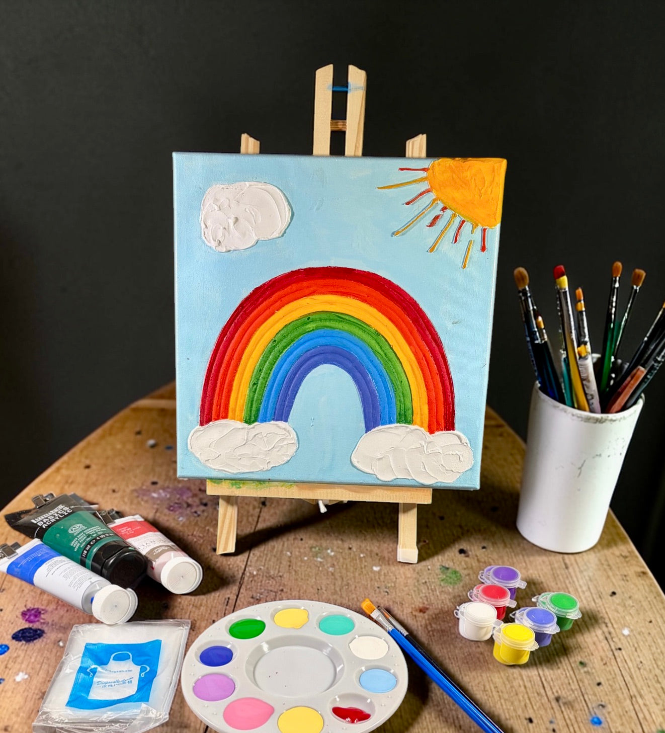 Paint Your Own 3D Textured "Rainbow” Canvas Painting Kit: Acrylic Art Set