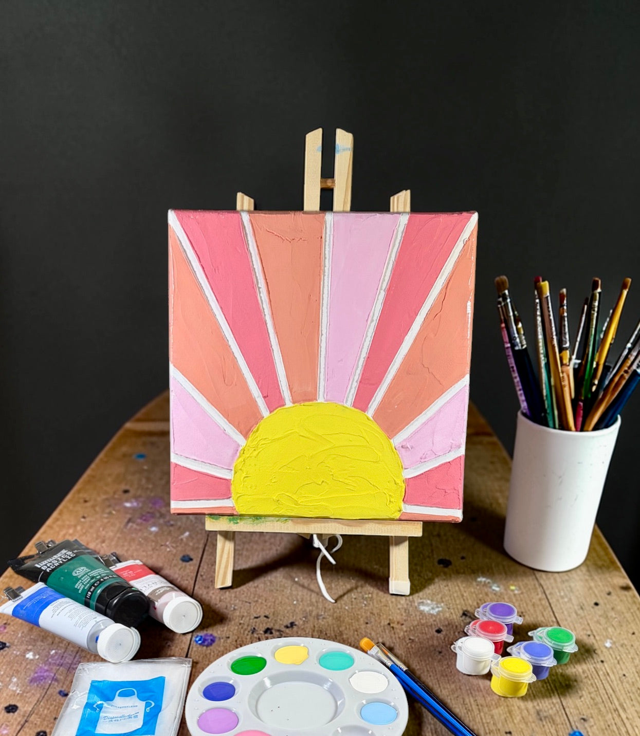 Paint Your Own 3D Textured "Sunrise" Canvas Painting Kit: Acrylic Art Set