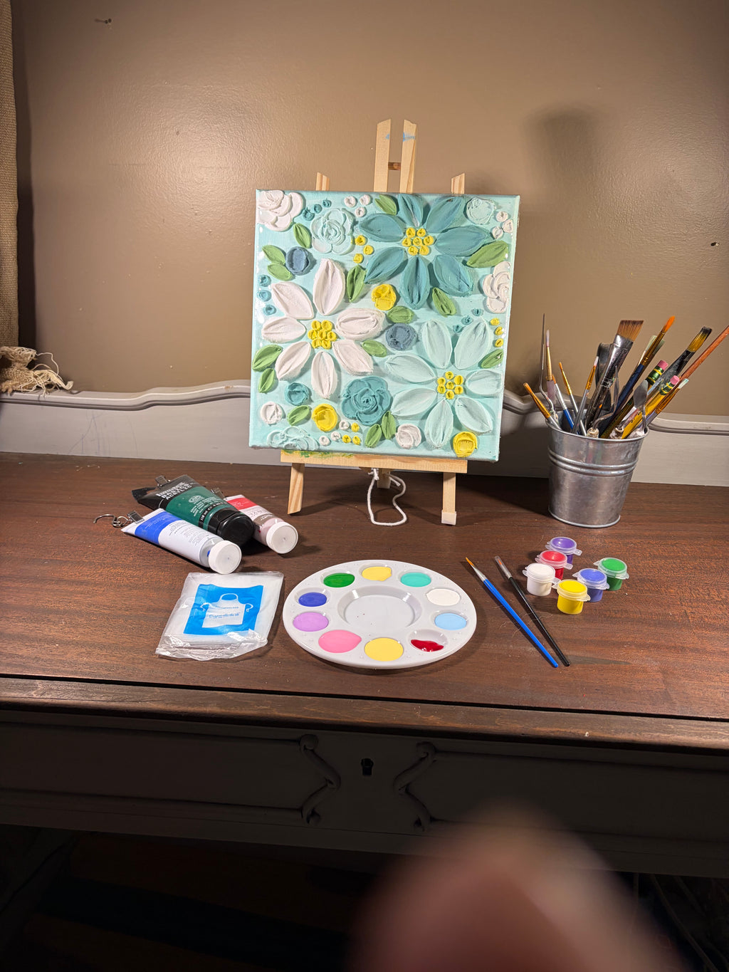 Paint Your Own 3D Textured "Flower" Canvas Painting Kit: Acrylic Art Set