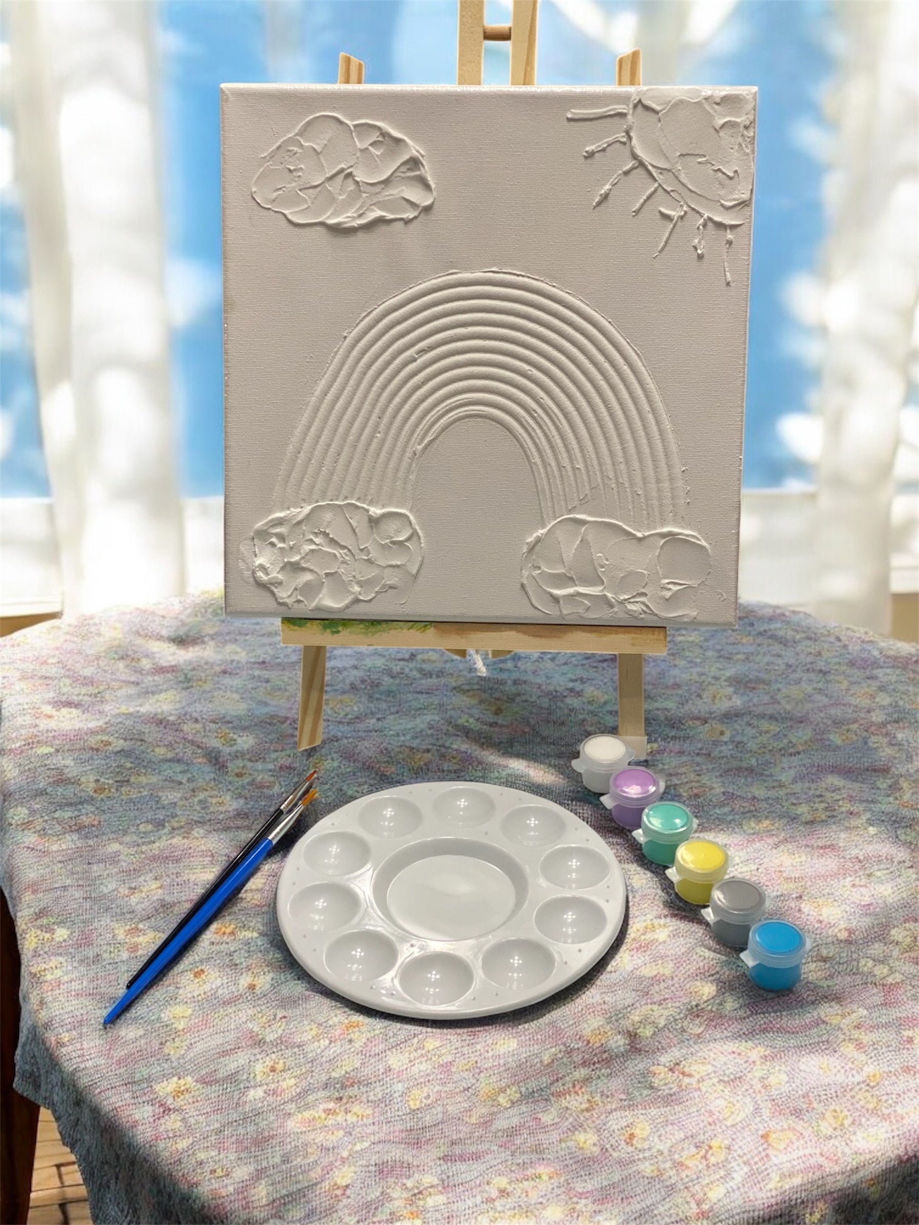 Paint Your Own 3D Textured "Rainbow” Canvas Painting Kit: Acrylic Art Set