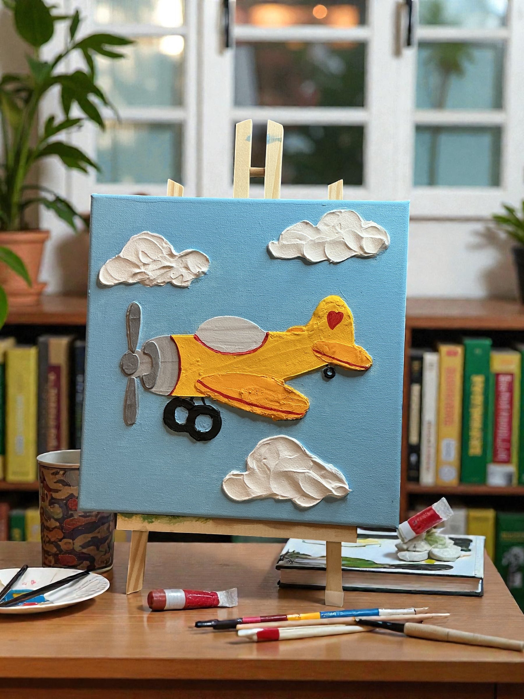 Paint Your Own 3D Textured "Airplane” Canvas Painting Kit: Acrylic Art Set