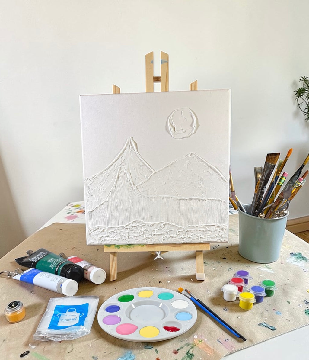 Paint Your Own 3D Textured "Mountain" Canvas Painting Kit: Acrylic Art Set