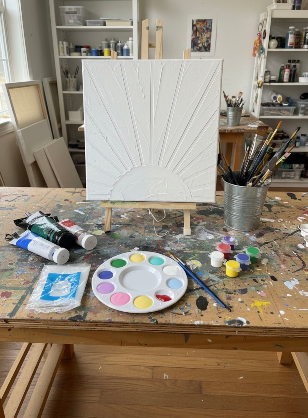 Paint Your Own 3D Textured "Sunrise" Canvas Painting Kit: Acrylic Art Set