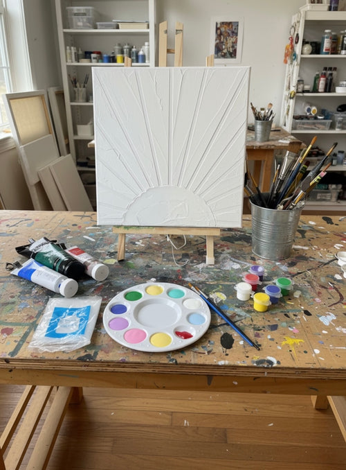 Paint Your Own 3D Textured "Sunrise" Canvas Painting Kit: Acrylic Art Set