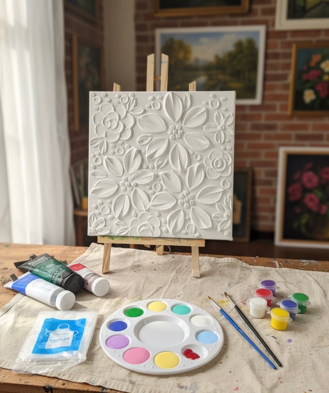 Paint Your Own 3D Textured "Flower" Canvas Painting Kit: Acrylic Art Set