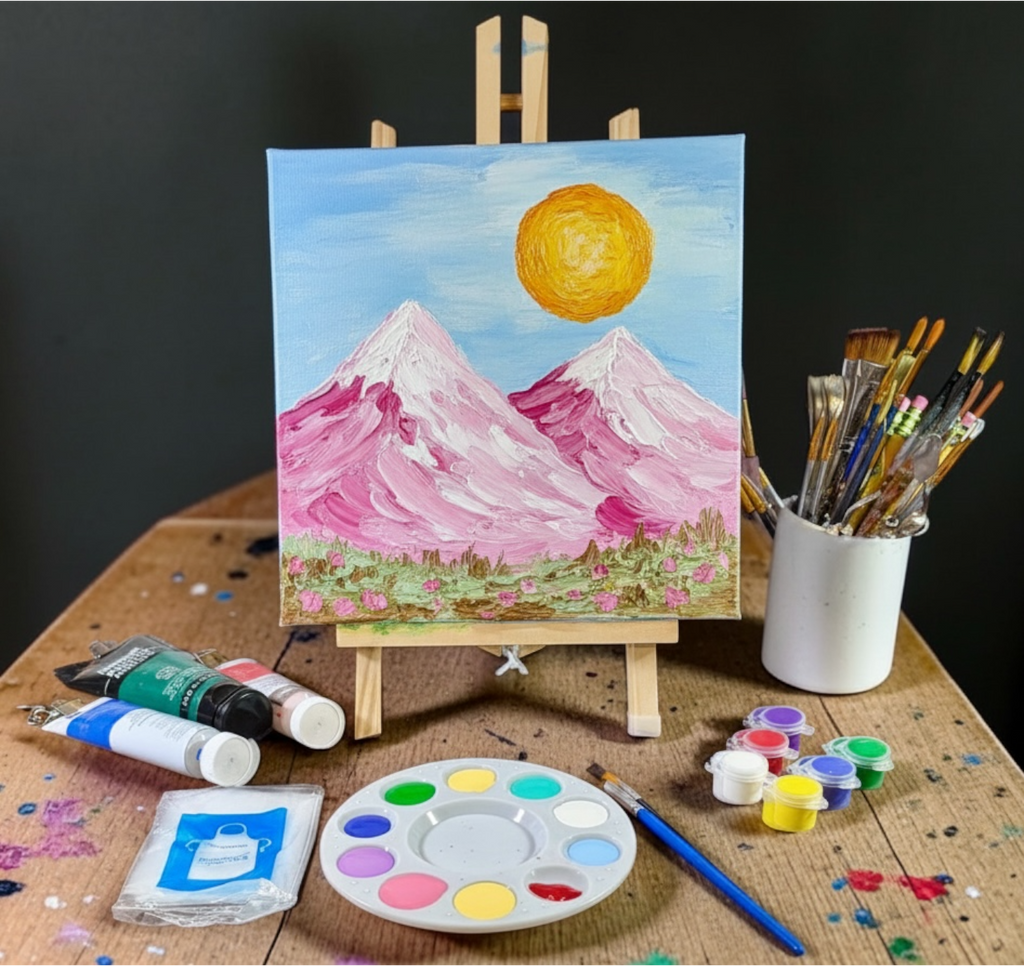 Paint Your Own 3D Textured "Mountain" Canvas Painting Kit: Acrylic Art Set