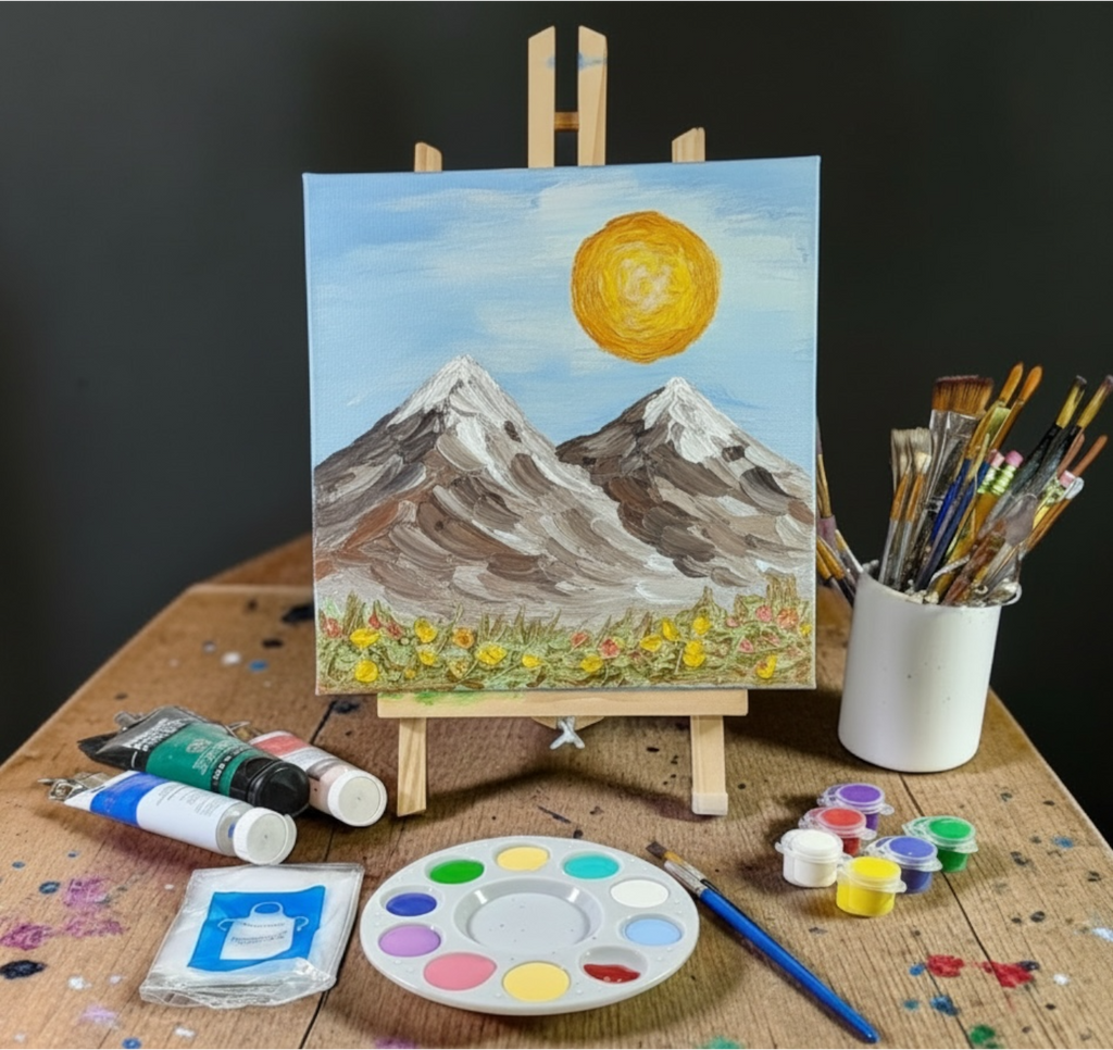 Paint Your Own 3D Textured "Mountain" Canvas Painting Kit: Acrylic Art Set