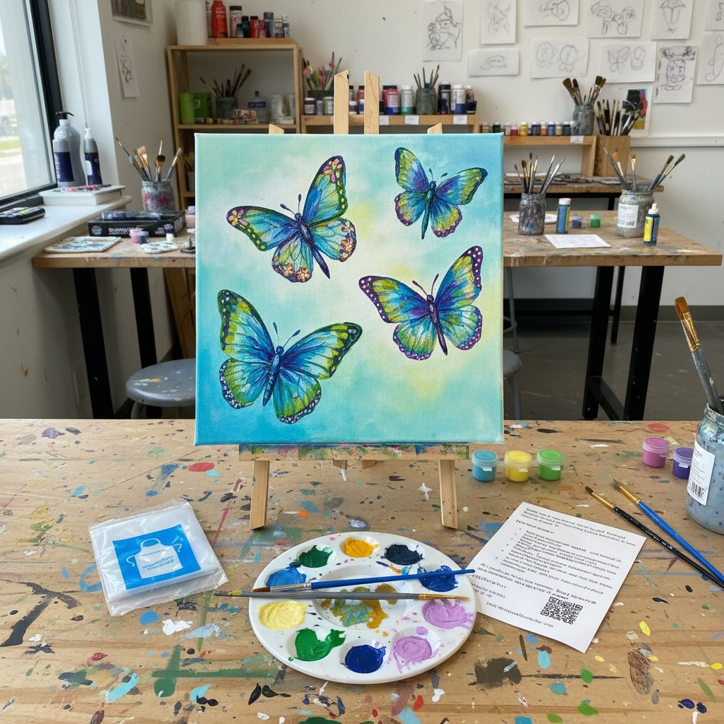Paint Your Own 3D Textured "Butterfly" Canvas Painting Kit: Acrylic Art Set