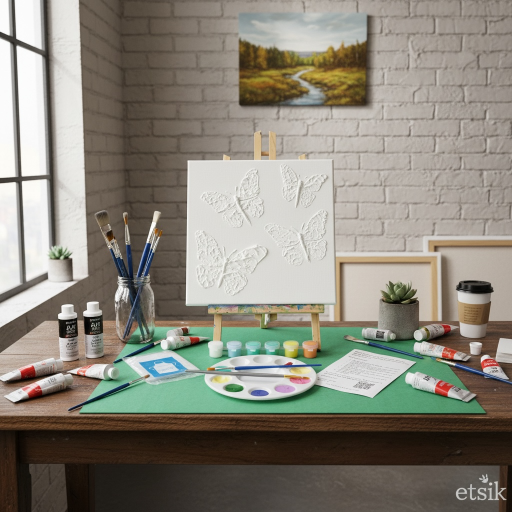 Paint Your Own 3D Textured "Butterfly" Canvas Painting Kit: Acrylic Art Set