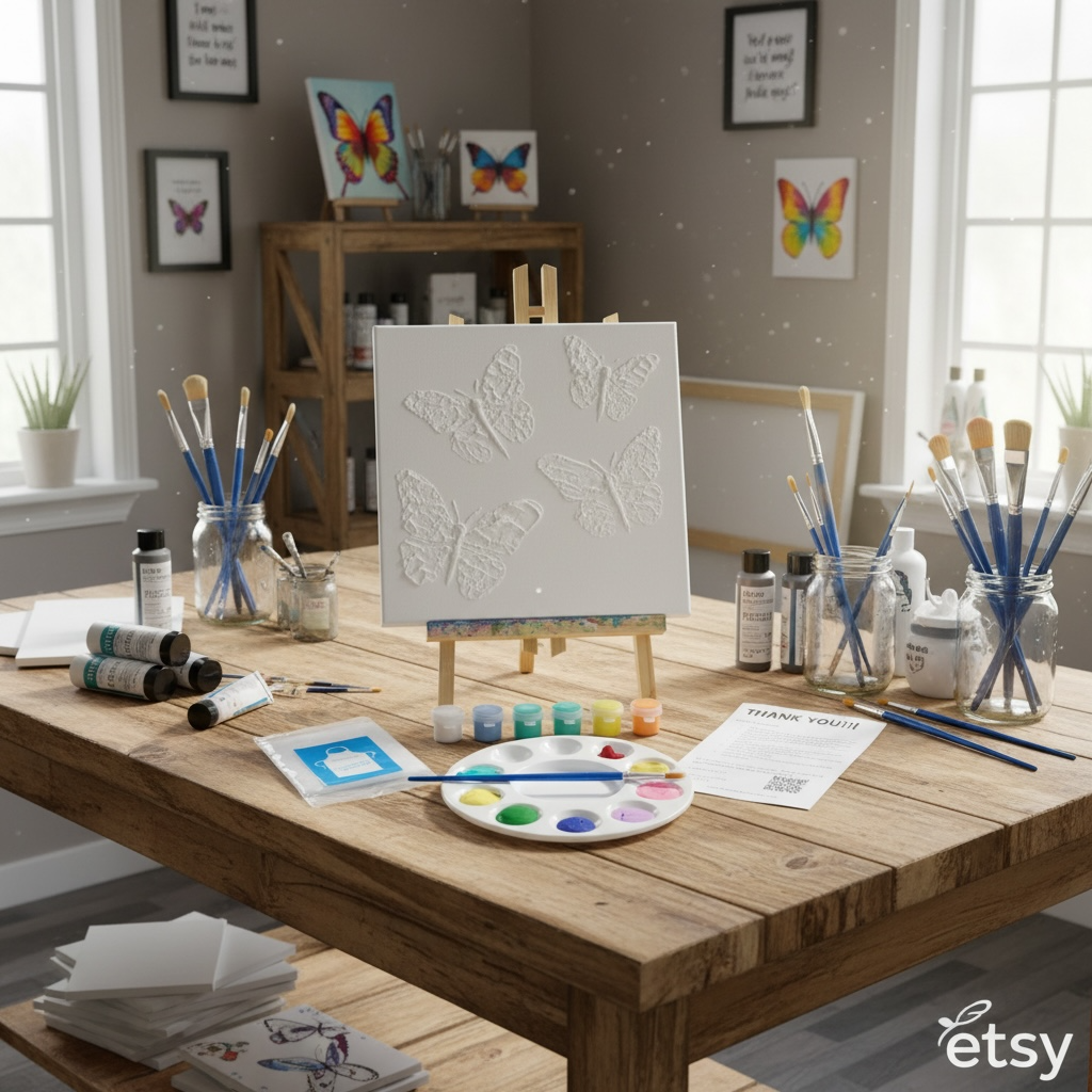 Paint Your Own 3D Textured "Butterfly" Canvas Painting Kit: Acrylic Art Set